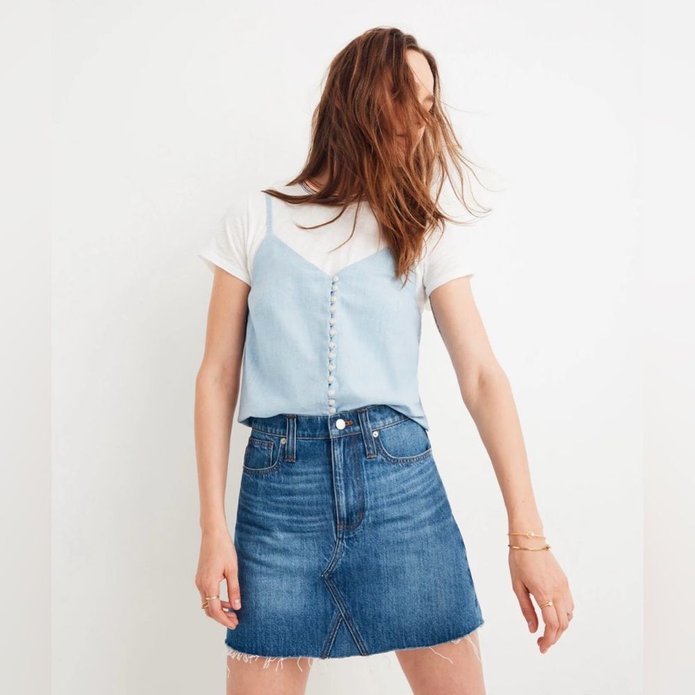 Madewell Rigid Denim A-Line Mini Skirt Size 29